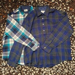 Vintage Wool-Blend Plaid Flannel Shirt Pair – XXL – Cozy Winter Outdoor Wear